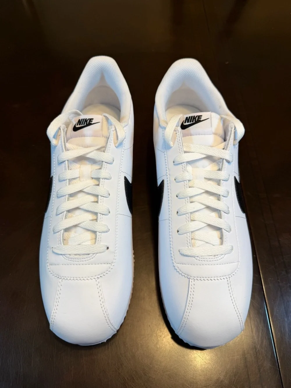 New Nike Cortez Leather White Black Sneaker Shoes Size US 12